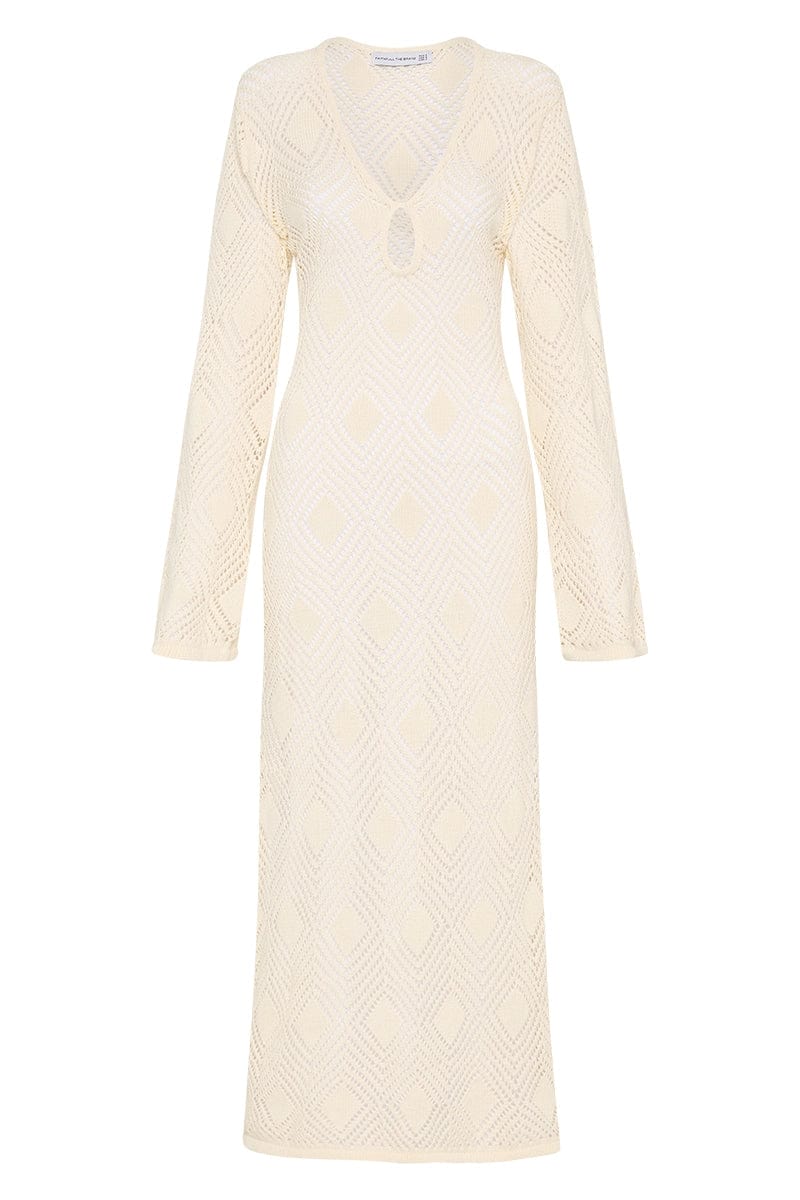 Serena Pointelle Knit Dress - Off White