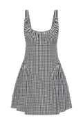 Marcella Mini Dress - Black Textured Gingham