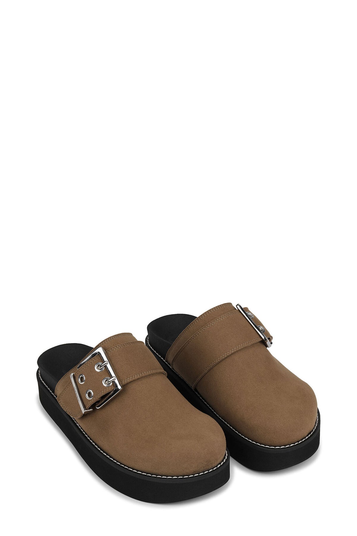 Ganni Feminine Buckle Mule Sandal Suede - Chocolate Fondant