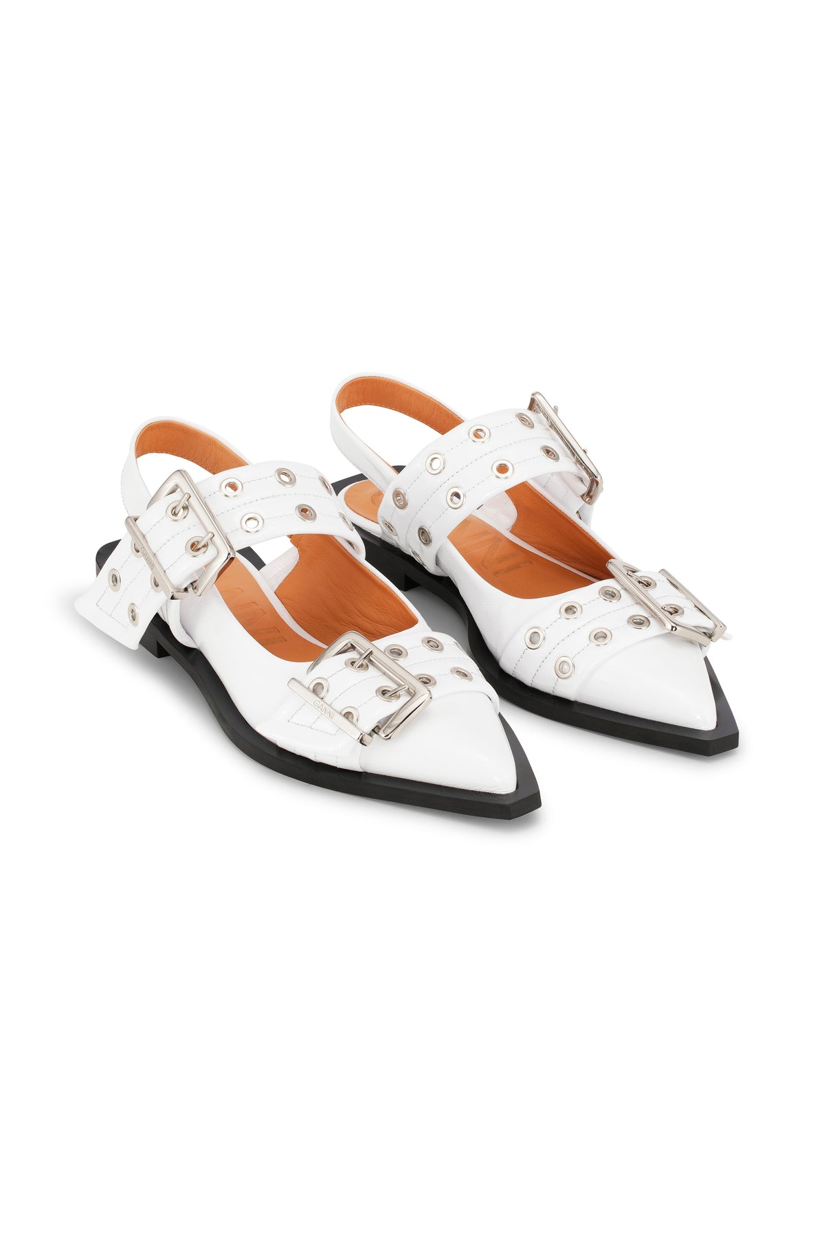 Feminine Buckle Ballerina Naplack - Egret