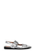 Feminine Buckle Ballerina - Metallic Silver