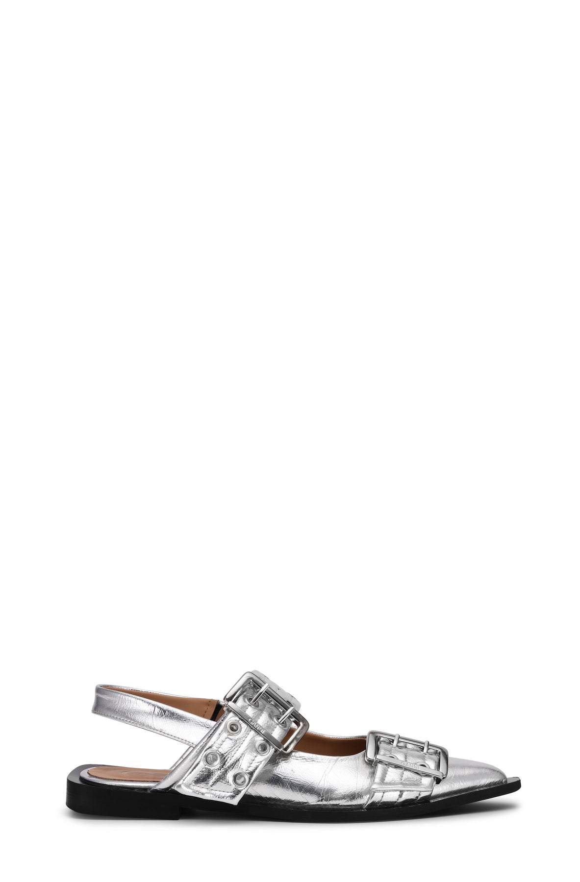 Feminine Buckle Ballerina - Metallic Silver