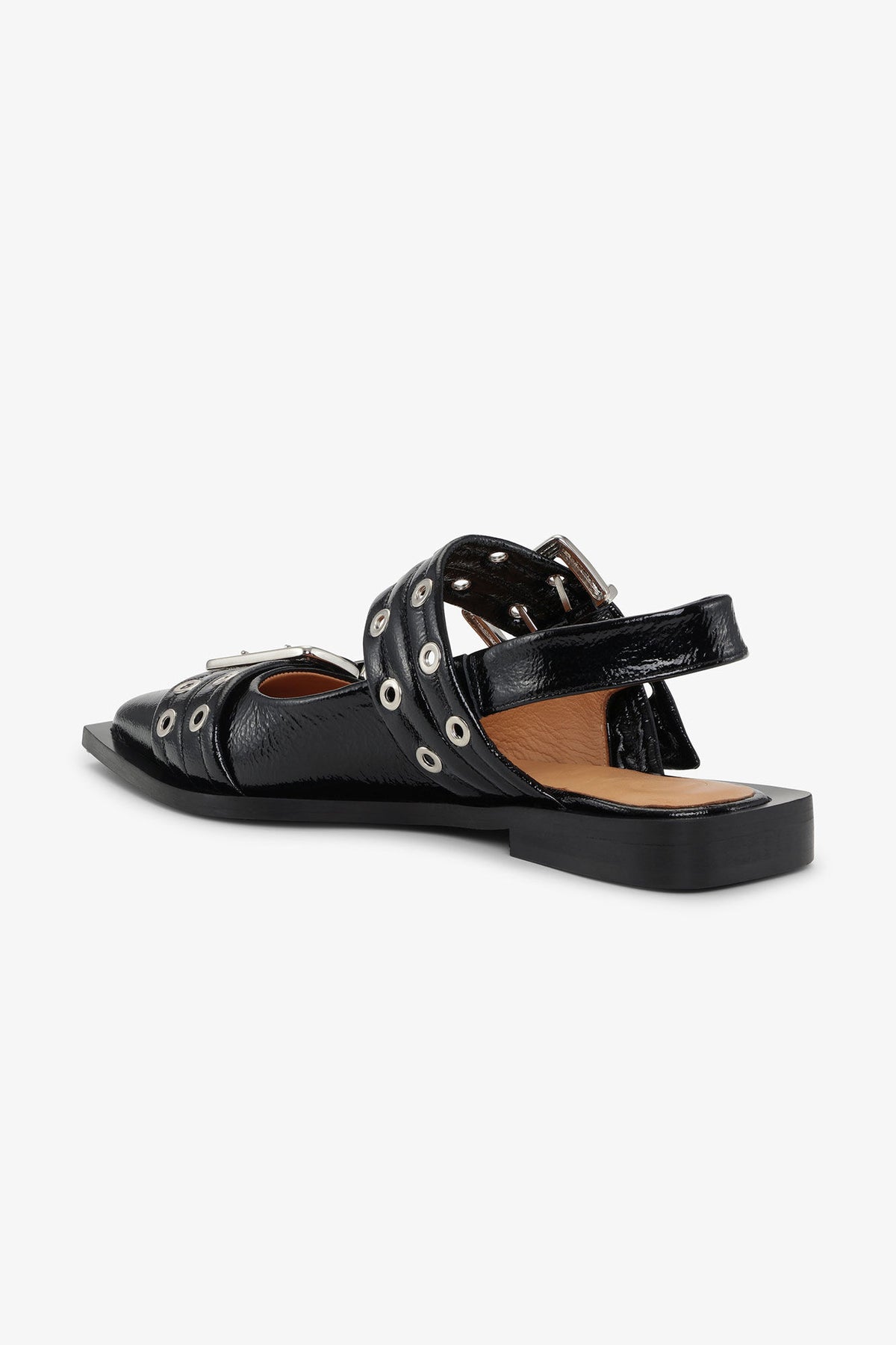 Feminine Buckle Ballerina Naplack - Svart
