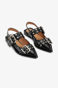 Feminine Buckle Ballerina Naplack - Svart