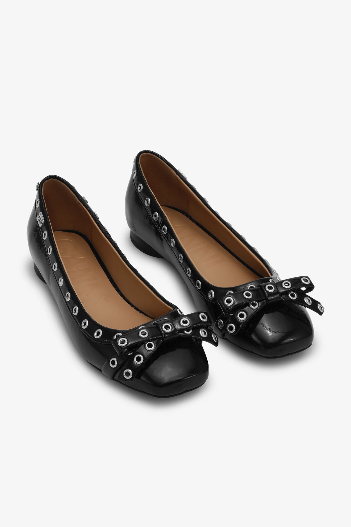 Eyelets Bow Ballerina Naplack - Svart