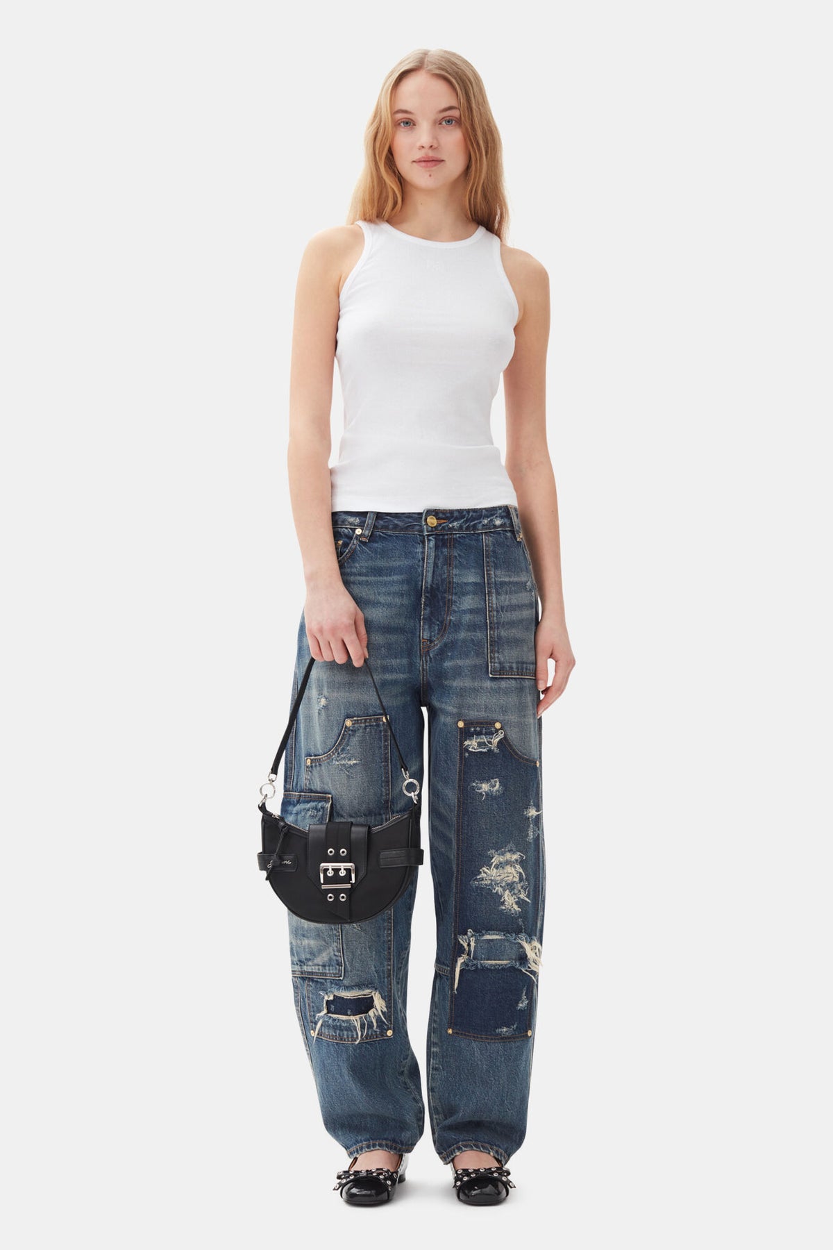 Eyelets Bow Ballerina Naplack - Svart