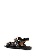 Feminine Buckle Ballerina Patent Croco - Black