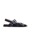 Feminine Buckle Ballerina Denim - Dark Navy