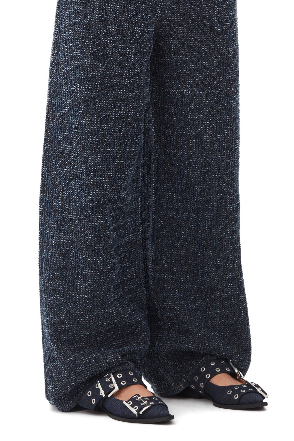 Feminine Buckle Ballerina Denim - Dark Navy