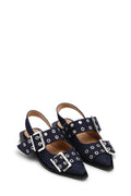 Feminine Buckle Ballerina Denim - Dark Navy