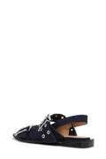 Feminine Buckle Ballerina Denim - Dark Navy