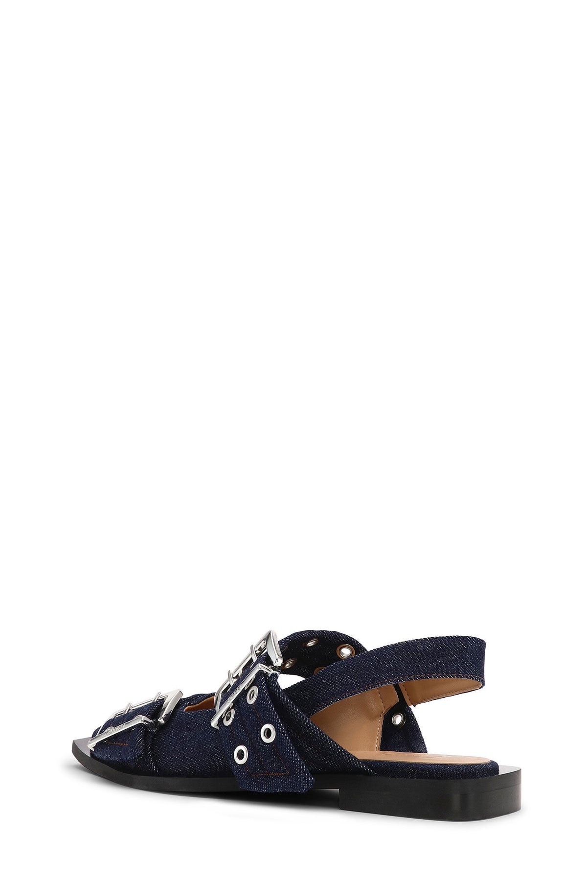 Feminine Buckle Ballerina Denim - Dark Navy