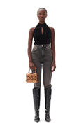 Ganni Eyelets Slouchy High Shaft Boot Naplack - Svart