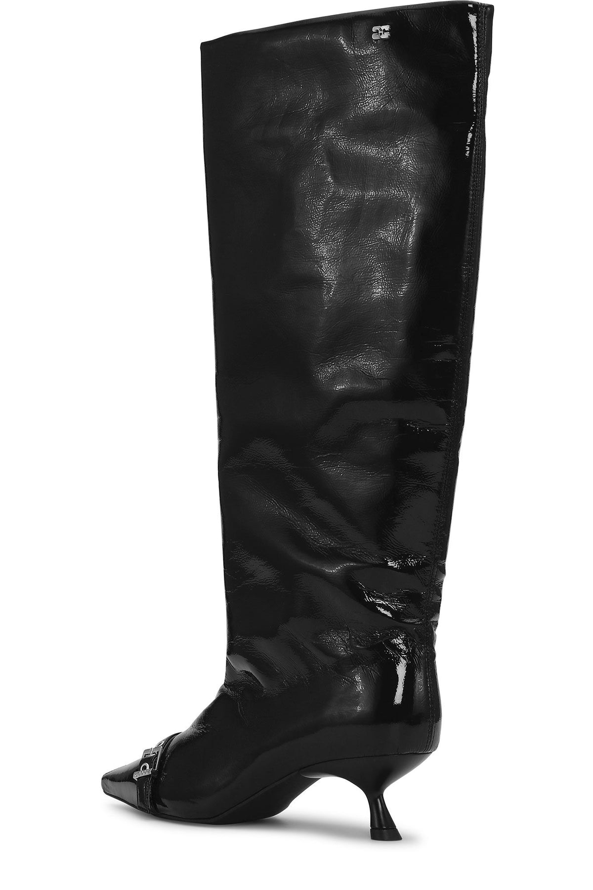 Ganni Eyelets Slouchy High Shaft Boot Naplack - Svart