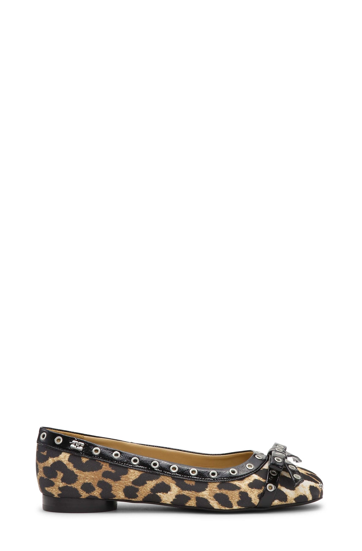 Eyelets Bow Ballerina Satin Print - Leopardmönster