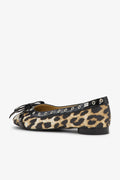 Eyelets Bow Ballerina Satin Print - Leopardmönster