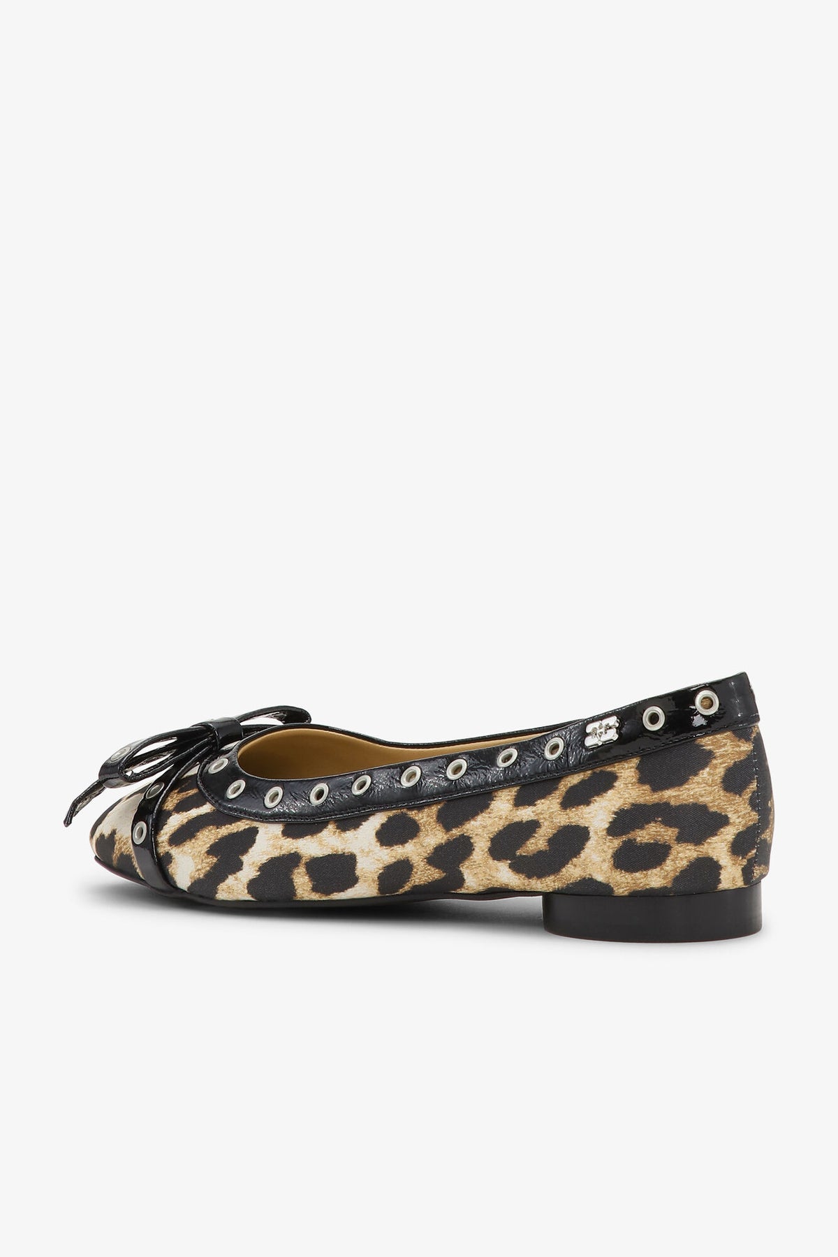 Eyelets Bow Ballerina Satin Print - Leopardmönster