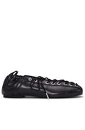 Eyelets Lace Up Ballerina Crinkle Oleatex - Svart