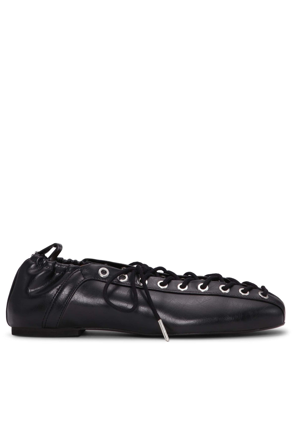 Eyelets Lace Up Ballerina Crinkle Oleatex - Svart