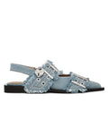 Feminine Buckle Ballerina Charms Denim - Faded Denim