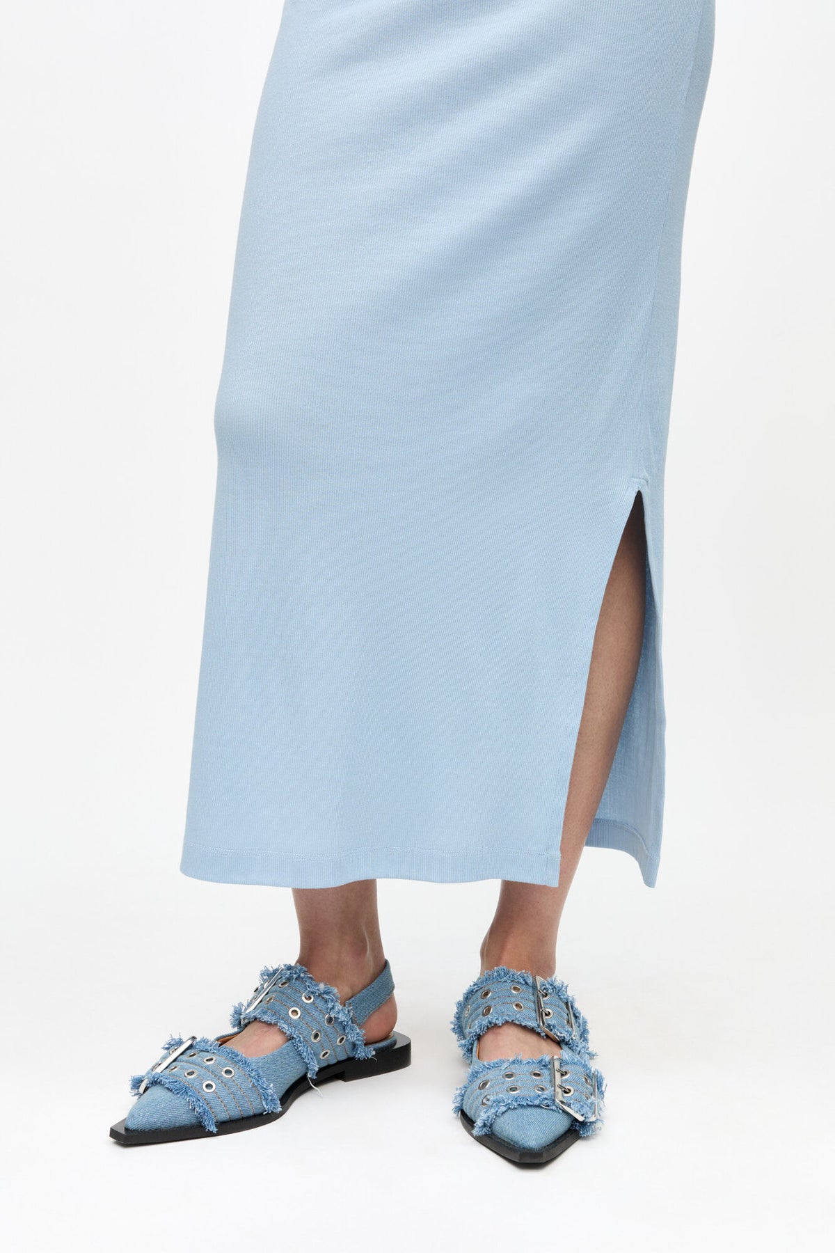 Feminine Buckle Ballerina Charms Denim - Faded Denim