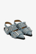Feminine Buckle Ballerina Charms Denim - Faded Denim