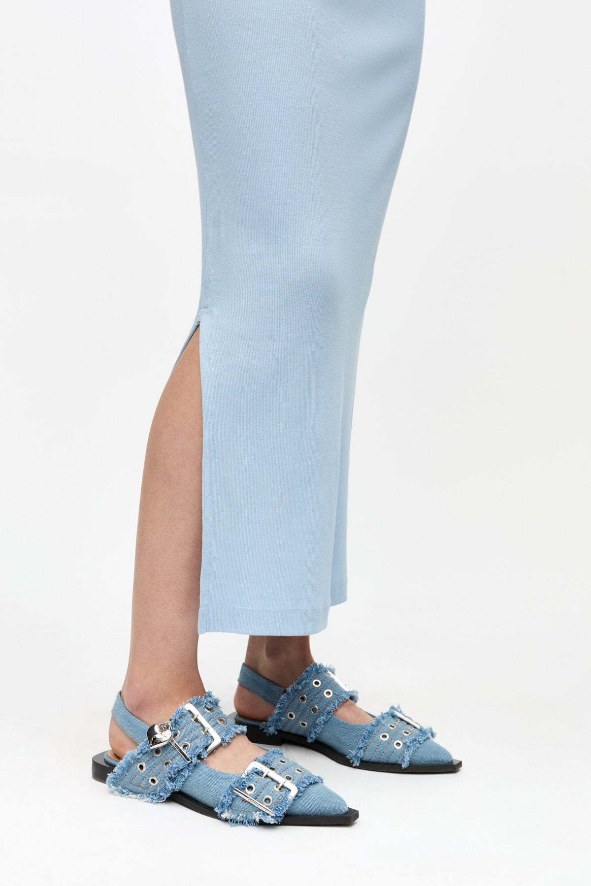 Feminine Buckle Ballerina Charms Denim - Faded Denim