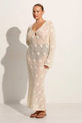 Serena Pointelle Knit Dress - Off White
