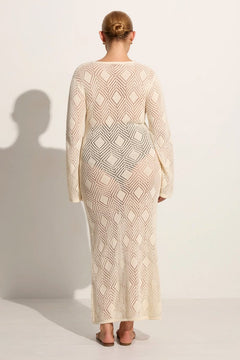 Serena Pointelle Knit Dress - Off White