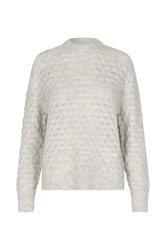 Saanour Pointelle Sweater - White Melange