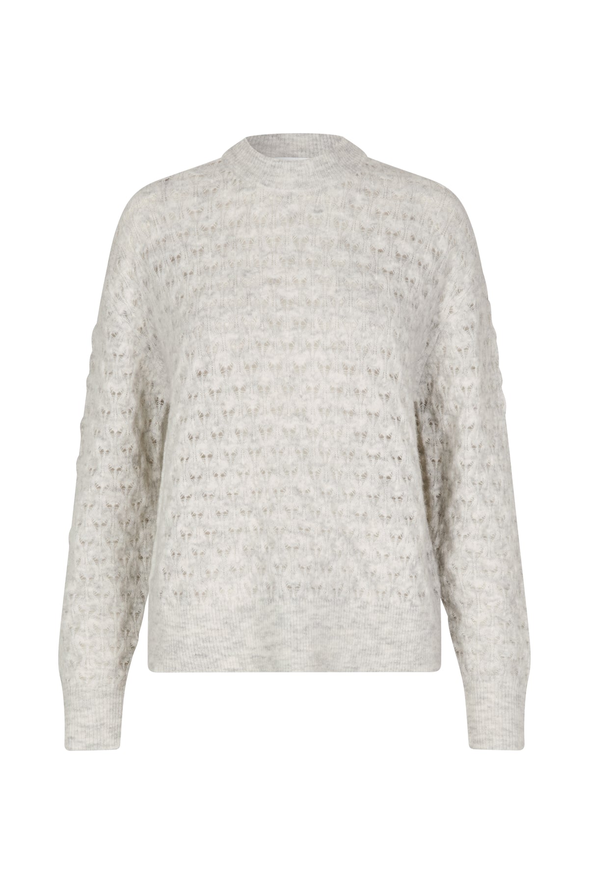 Saanour Pointelle Sweater - White Melange