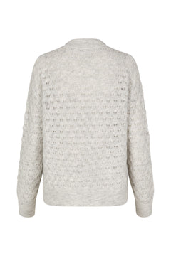 Saanour Pointelle Sweater - White Melange