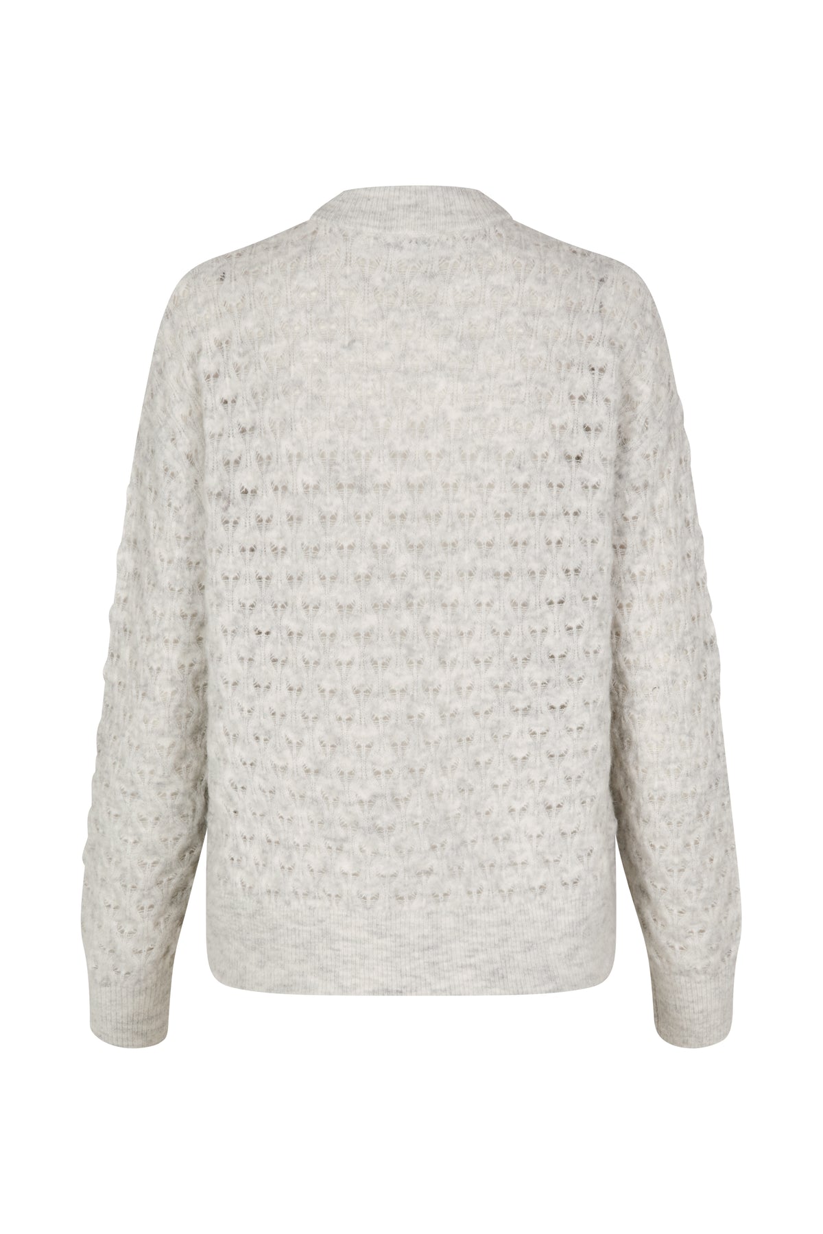 Saanour Pointelle Sweater - White Melange