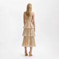 Metallic Tiered Midi Dress - Gold
