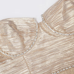 Metallic Tiered Midi Dress - Gold