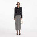 Textured Knit Peplum Jacket - Black