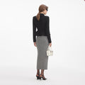 Textured Knit Peplum Jacket - Black
