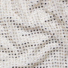 Square Rhinestone Fishnet Midi Dress - Cream