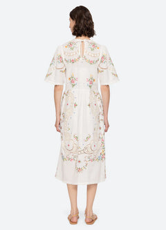 Edwina Embroidery S/Slv Dress - White