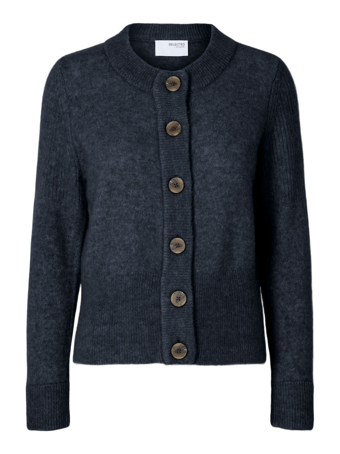Sia Ras Ls Knit Cardigan - Dark Sapphire Melange