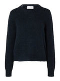 Sia Ras Ls Knit O-Neck - Dark Sapphire Melange