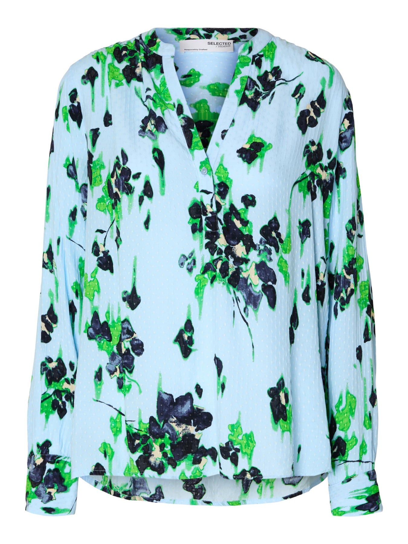 Irene Ls Aop Top - Cashmere Blue/Classic Green