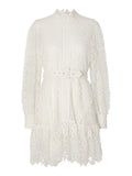 Silja LS Embroidery Short Dress Solid - Snow White