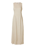 Selected Femme Sarah Sl Long Linen Dress B - Sandshell