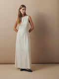 Selected Femme Sarah Sl Long Linen Dress B - Sandshell