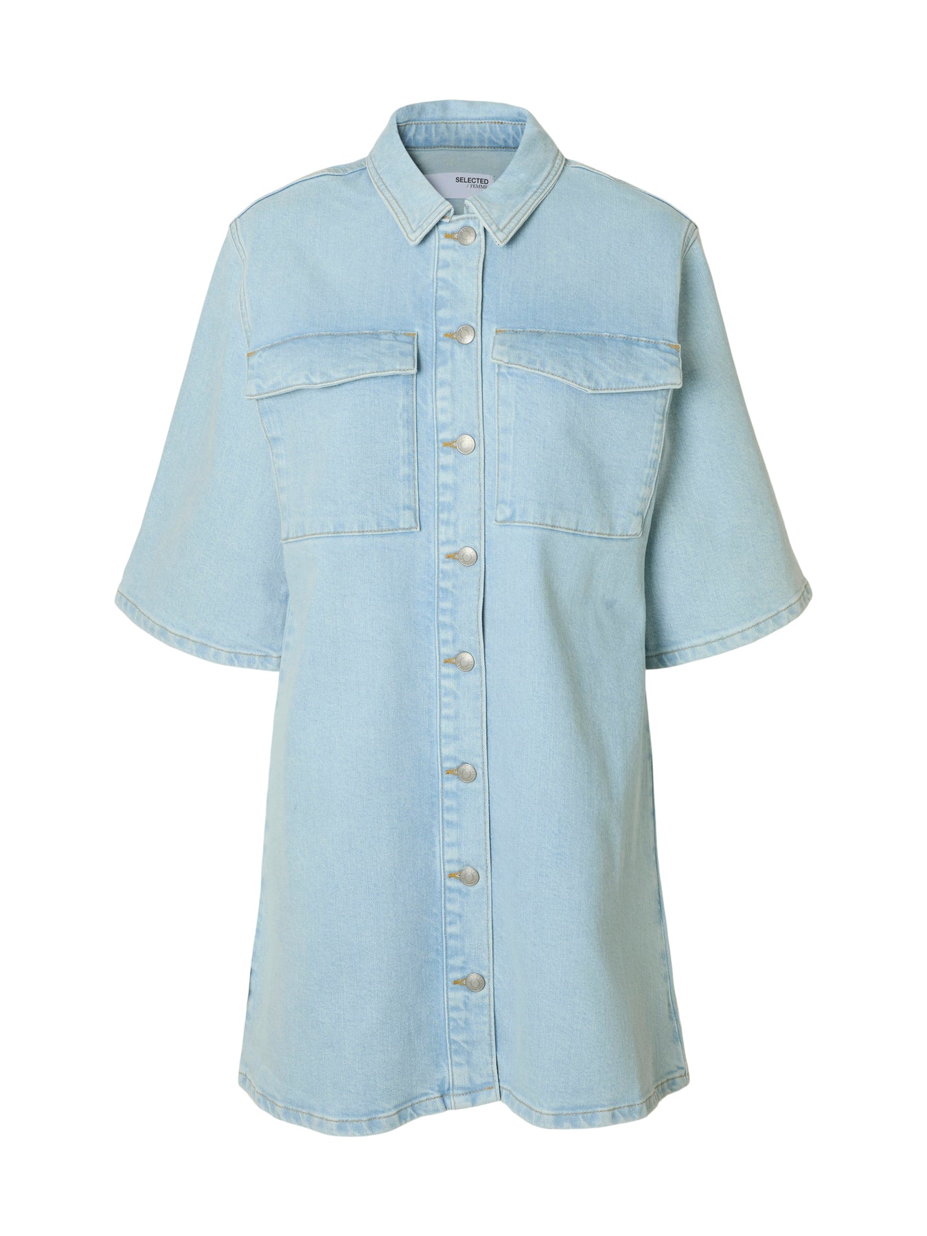 Harper Sky Blue Short Dress - Light Blue Denim