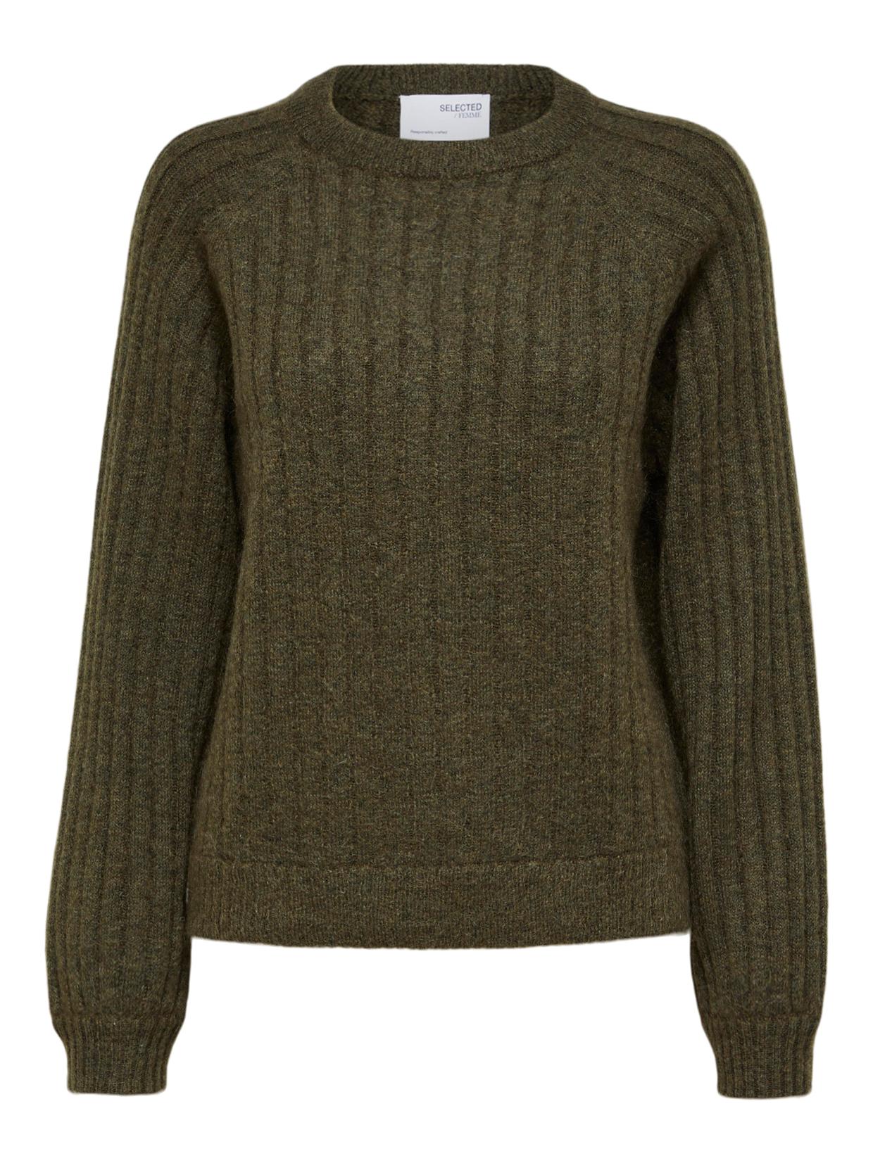 Mola Ls Knit O-Neck - Ivy Green Melange