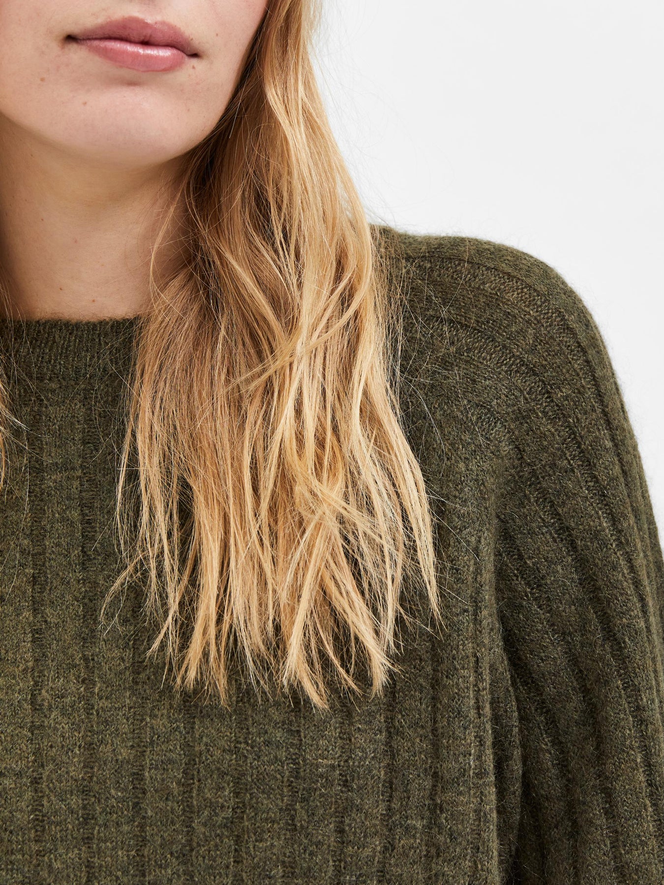 Mola Ls Knit O-Neck - Ivy Green Melange