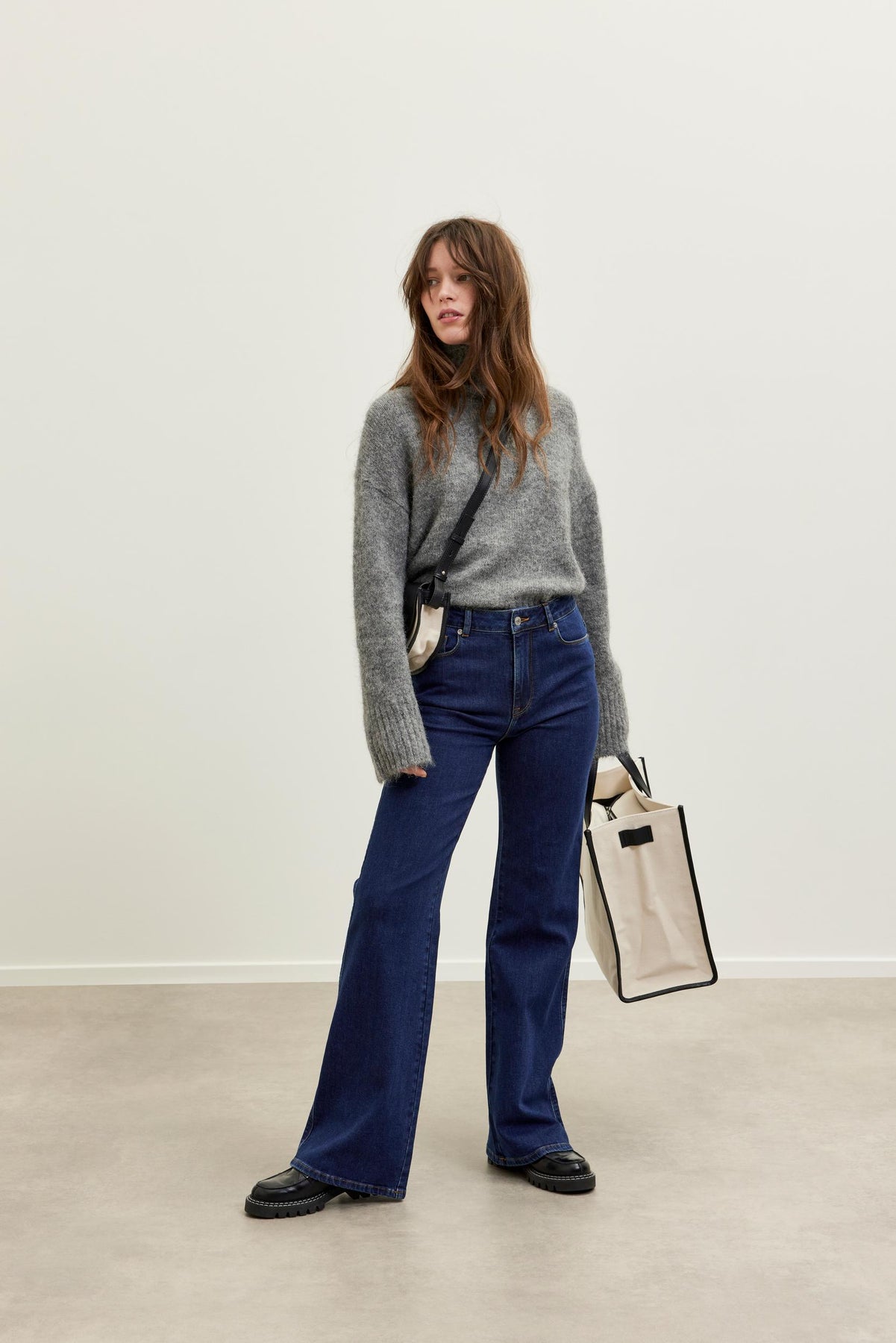 Gabella Ls Knit High-Neck W - Light Grey Melange