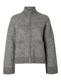 Sia Ls Knit Zipper Cardigan - Medium Grey Melange